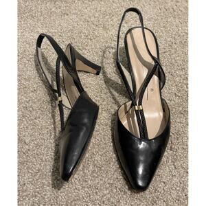 Caressa Black Strappy Kitten Low Heel Pump Size 7.5